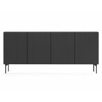 Komoda ryflowana czarna 195 cm 4-drzwiowa MIGEL